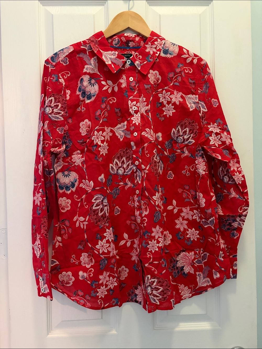 Talbots Red Floral Button-Down Shirt